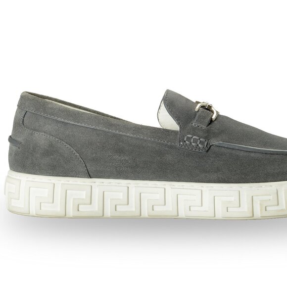 Versace Men\'s Suede Leather Silver Medusa Loafers Slip On Shoes US 7 IT 40 main image 5